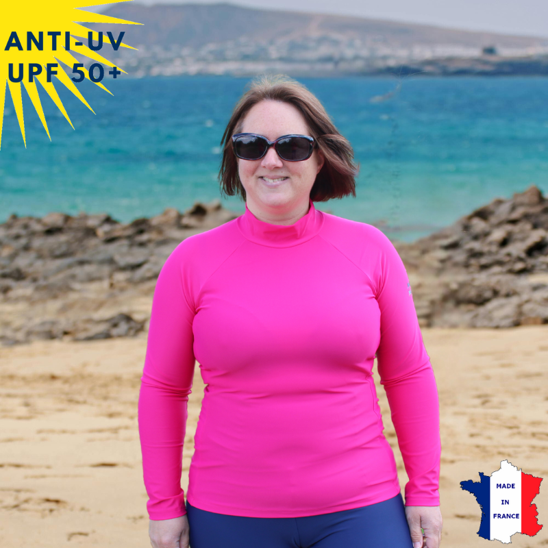 T-shirt de bain anti-uv Femme - Fuschia | UPF50+