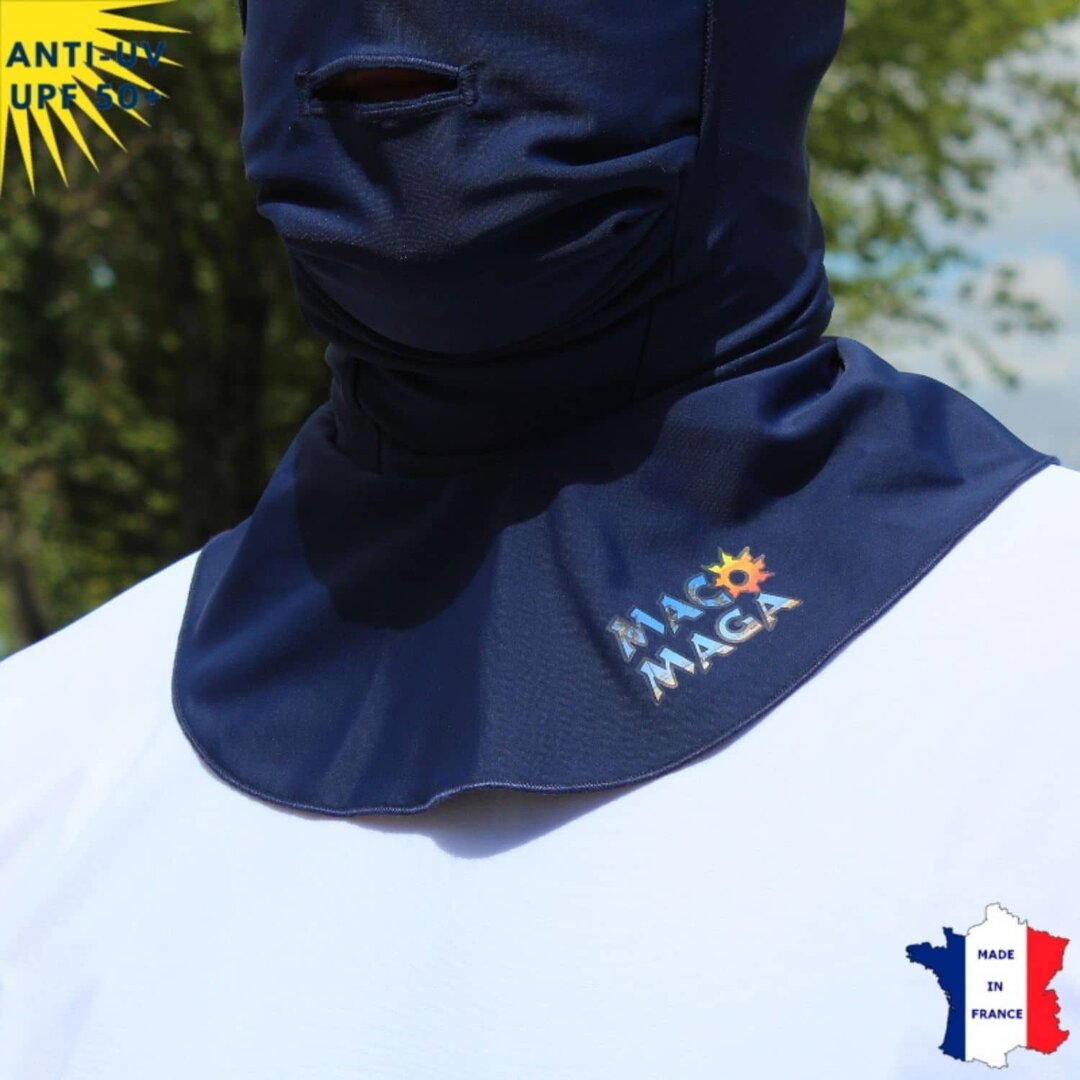 Cagoule Anti-UV Moto, Sport & Travail | Avec ouverture bouche | Marine UPF50+