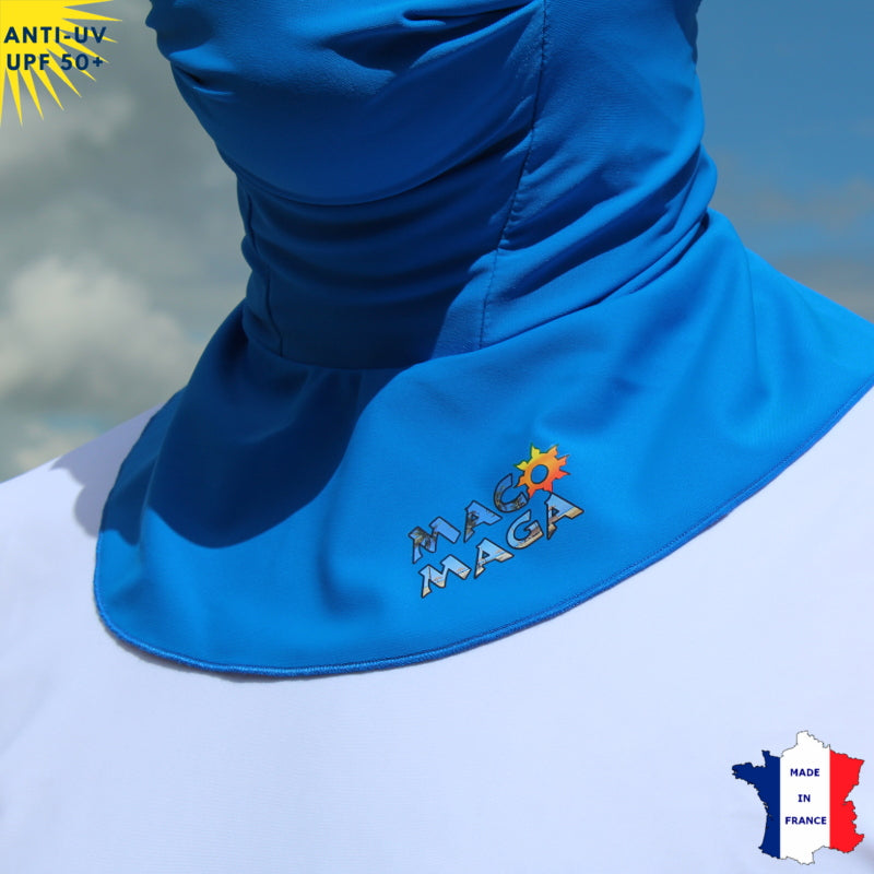 Cagoule Anti-UV Moto, Sport & Travail | Avec ouverture bouche | Bleu UPF50+