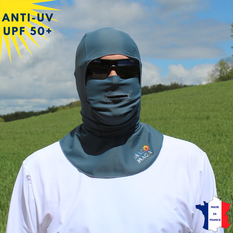 Cagoule Anti-UV Moto, Sport & Travail | Avec ouverture bouche | Anthracite UPF50+