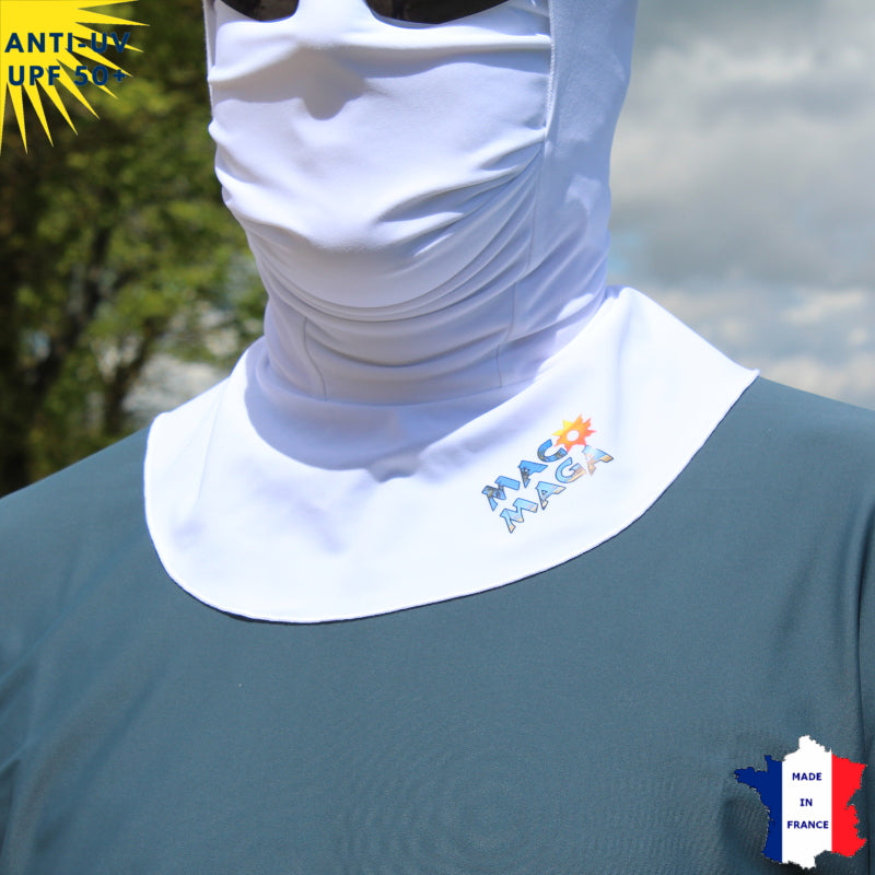 Cagoule Anti-UV Moto, Sport & Travail | Sans ouverture bouche | Blanc UPF50+