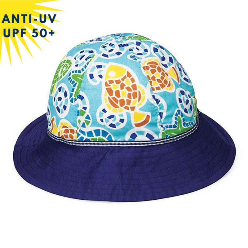 Chapeau anti-uv enfant PLATYPUS - Bleu motif Etoiles de mer | UPF50+