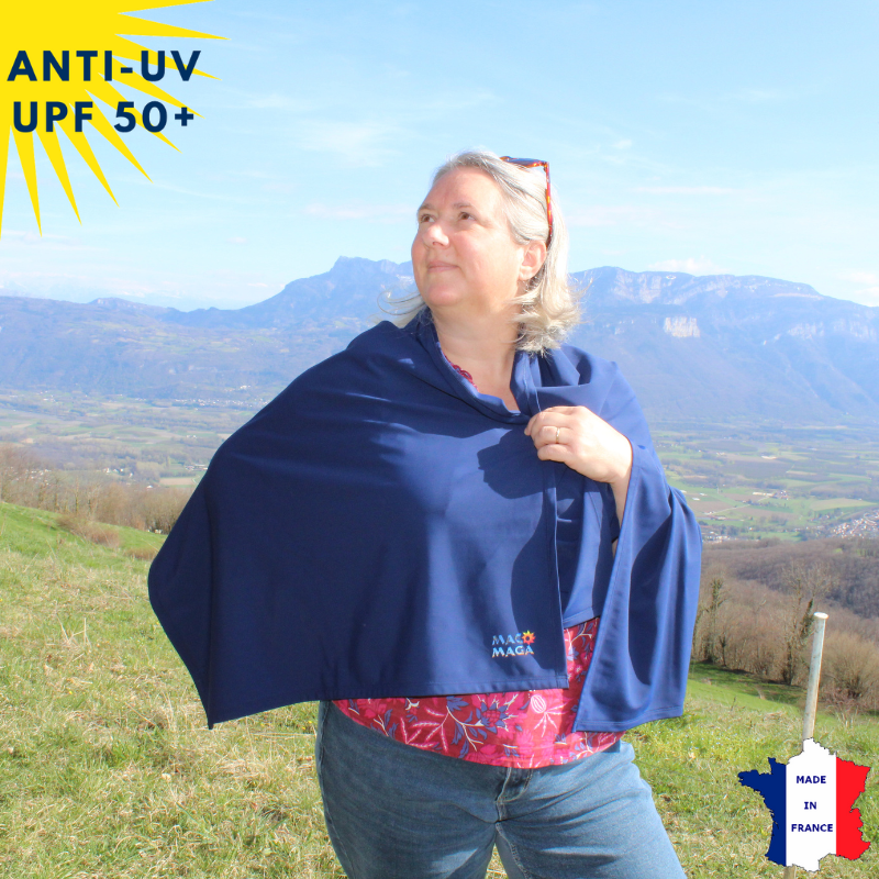 Étole anti-UV Bleu marine UPF50+ | Avec ou sans logo