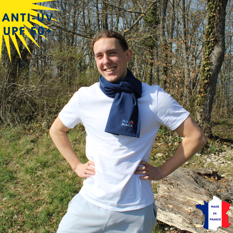 Étole anti-UV Bleu marine UPF50+ | Avec ou sans logo
