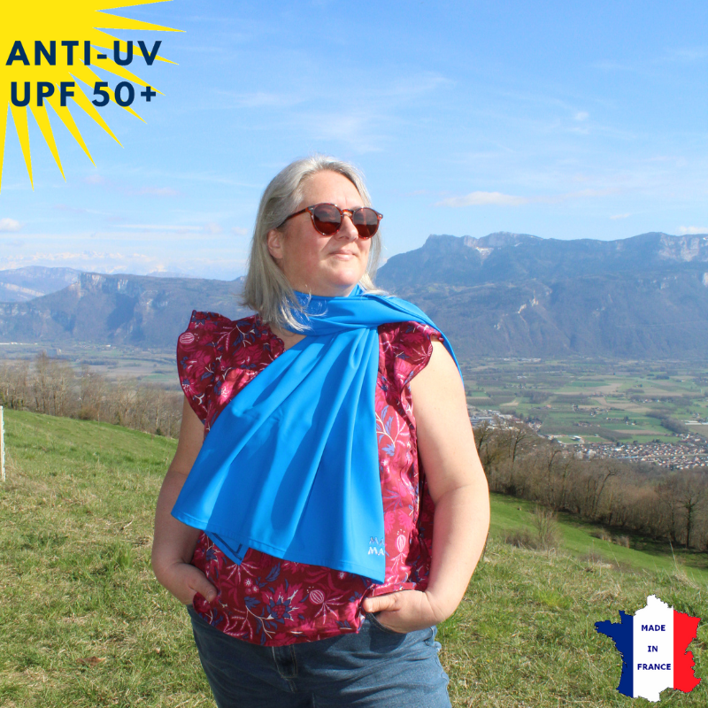 Étole anti-UV bleu UPF50+ | Avec ou sans logo