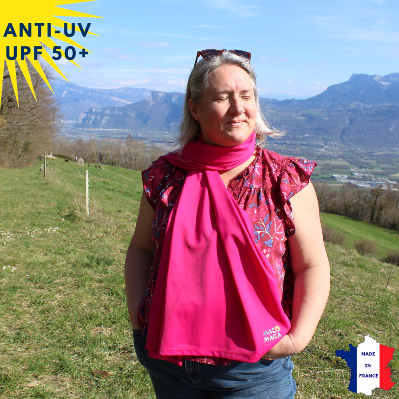 Étole anti-UV Fuschia UPF50+ | Avec ou sans logo