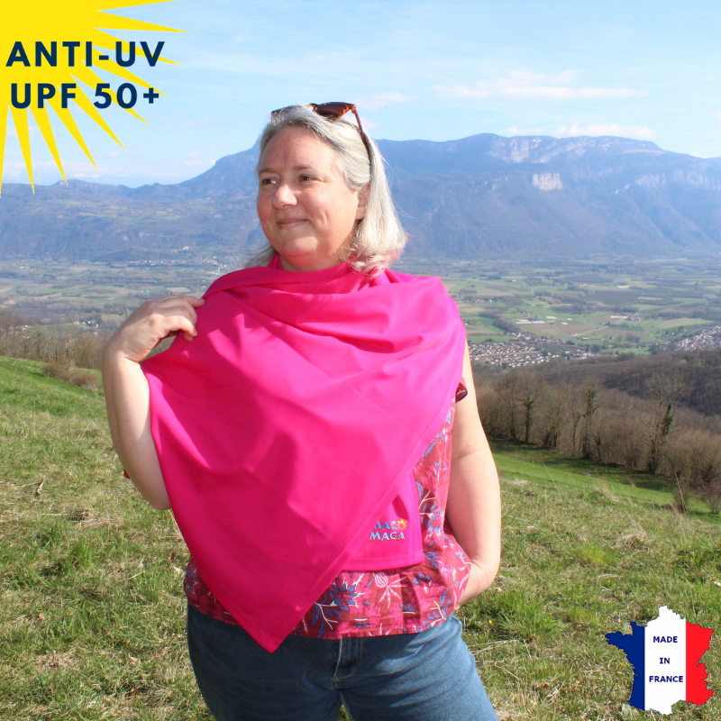 Étole anti-UV Fuschia UPF50+ | Avec ou sans logo