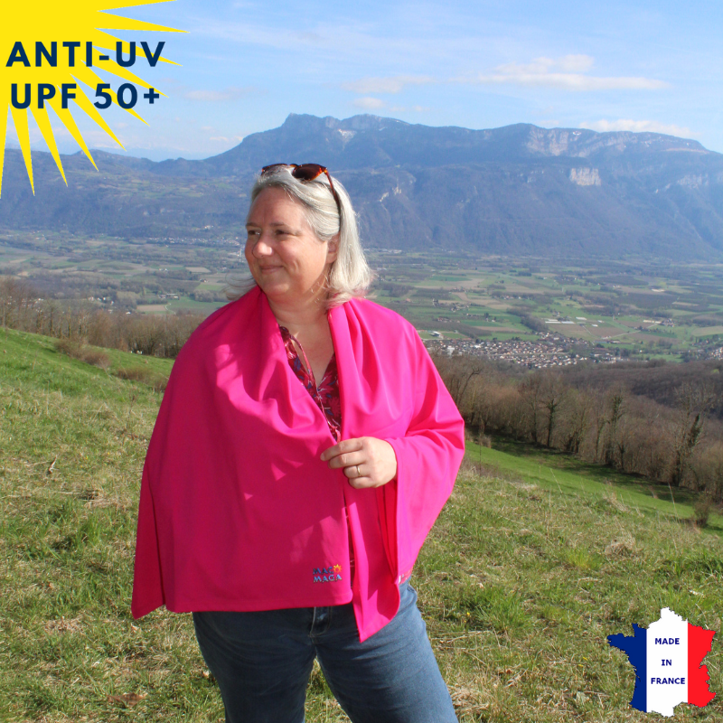 Étole anti-UV Fuschia UPF50+ | Avec ou sans logo