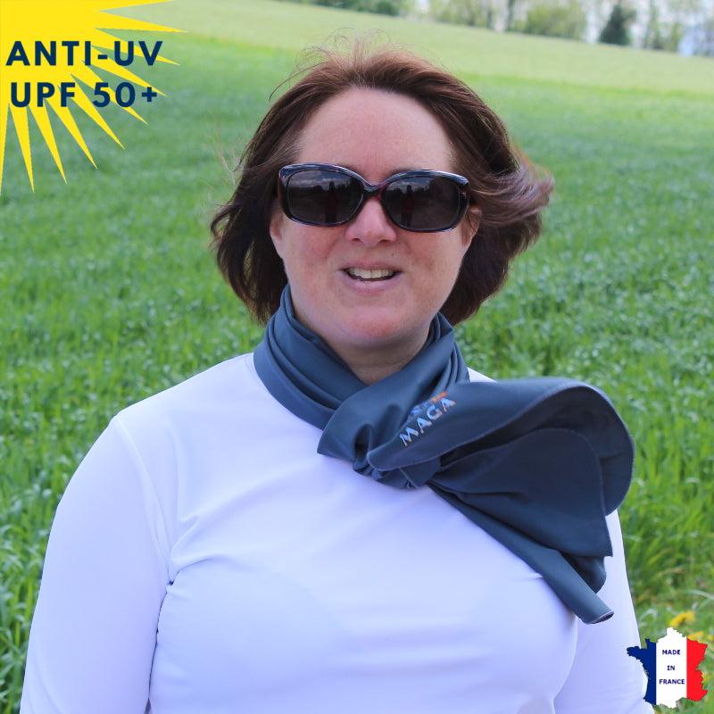 Foulard anti-UV - Gris Anthracite - UPF50+ | Avec ou sans logo MACO MAGA
