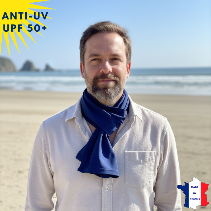 Foulard anti-UV - Bleu marine - UPF50+ | Avec ou sans logo MACO MAGA