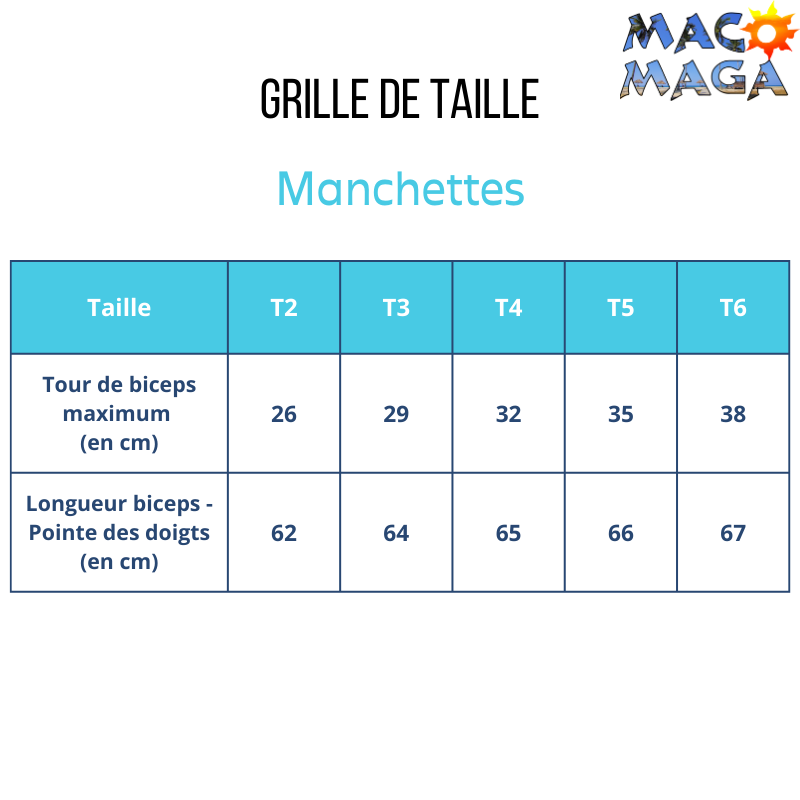 Manchettes Bleu Anti-UV UPF50+ | Avec ou sans logo