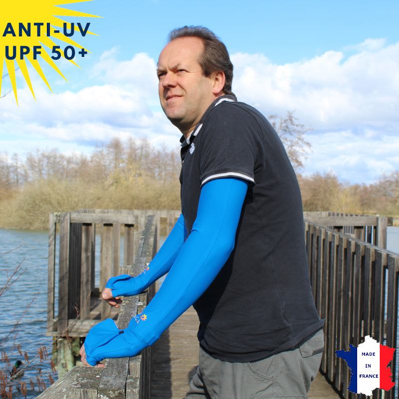 Manchettes Bleu Anti-UV UPF50+ | Avec ou sans logo