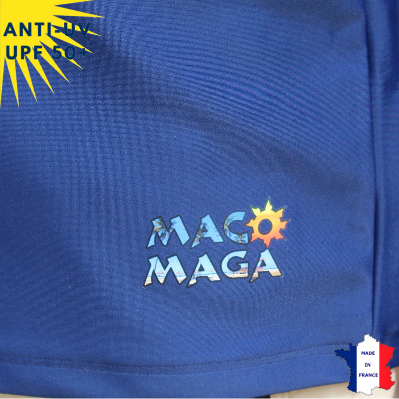 T-shirt anti-UV Femme - Col zippé - Marine | UPF50+