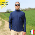T-shirt anti-UV Homme - Col zippé - Marine | UPF50+