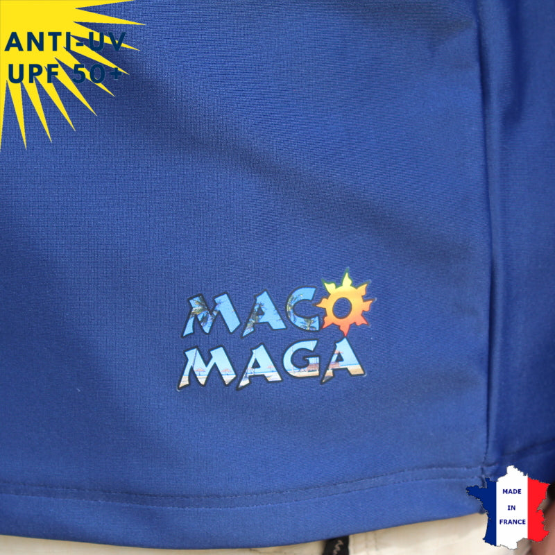 T-shirt anti-UV Homme - Col zippé - Marine | UPF50+