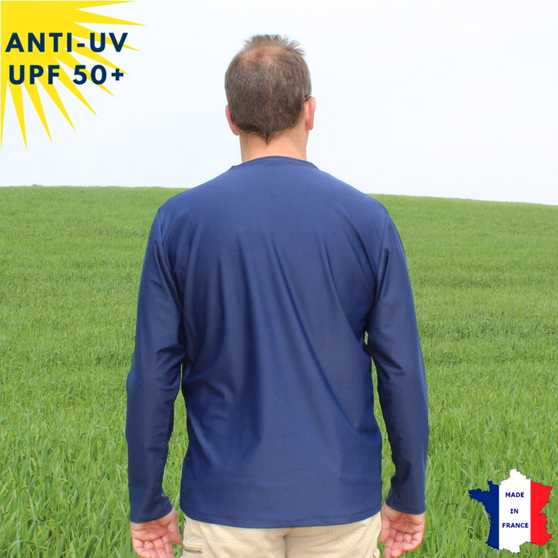 T-shirt anti-UV Homme - Col rond - Marine | UPF50+