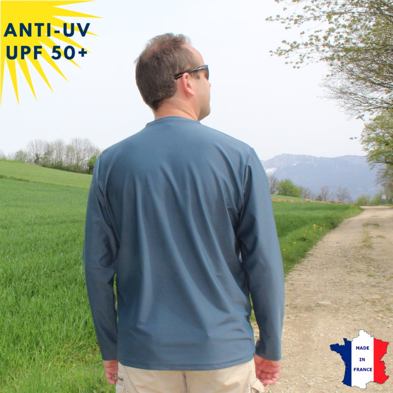 T-shirt anti-UV Homme - Col rond - Anthracite | UPF50+