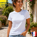 T-shirt anti-UV Femme - Col rond - Manches courtes - Blanc | UPF50+