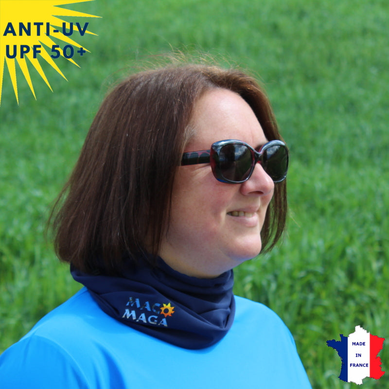 Tour de cou été anti-UV - dès 9 ans - Marine | UPF50+ | Avec ou sans logo