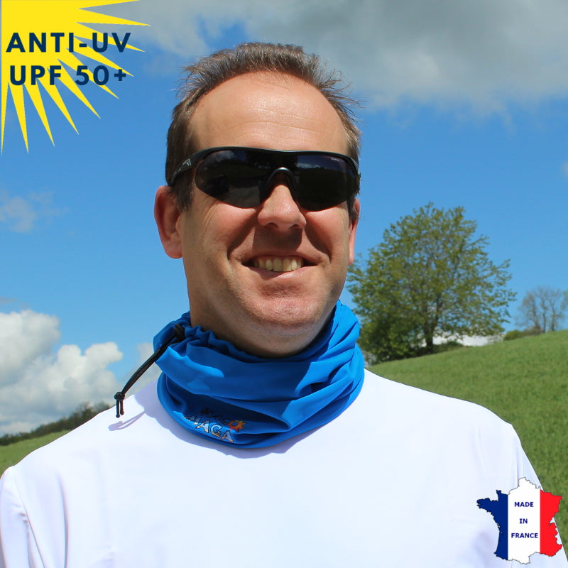 Tour de cou été anti-UV - dès 9 ans - Bleu - UPF50+ | Avec ou sans logo